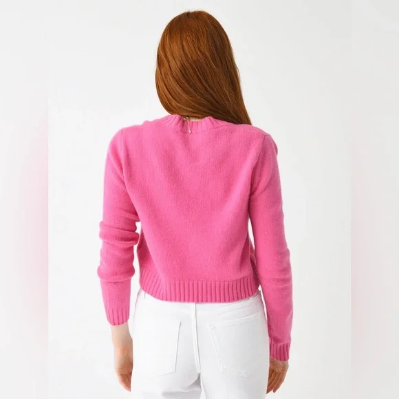 ORGANIC by John Patrick crop pullover V-neck cashmere sweater medium Minnie - Picture 3 of 8